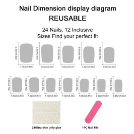 Kabwea 24 Stück lila Rosen-Nagelkunst, Press on Nails, Nägel zum Aufkleben, Fake Nails (Gelee-Kleber + Reibestreifen)