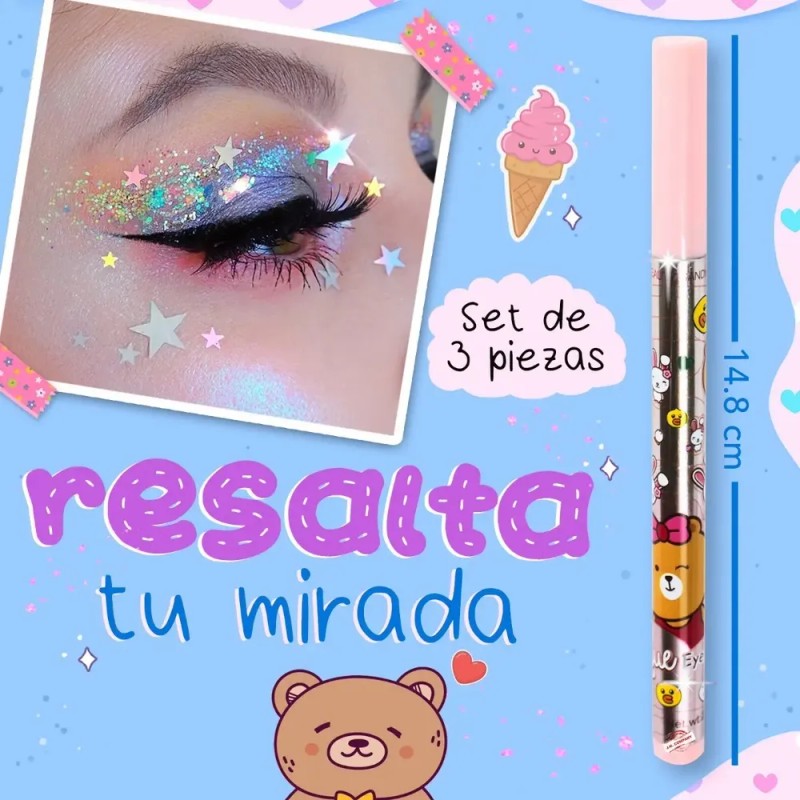 Set 3 Lápices Delineador Negro Sandy Beauty a Prueba de