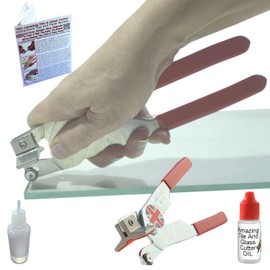 Glass Cutter For Thick Glass Storm Door Window Panes and Glass Tiles, 2 Tools in 1 Glass Scoring Tool and Glass Breaking Tool with Glass Cutting Oil, Cut Greenhouse to Picture Frame Glass Sheet 1-22mm