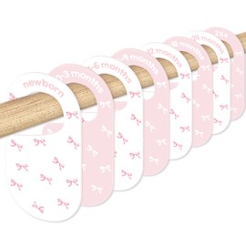 JarThenaAMCS 8Pcs Coquette Bow Acrylic Baby Closet Dividers Pink White Newborn to 24 Month Thicken Infant Wardrobe Hanger Organizers for Home Nursery Party