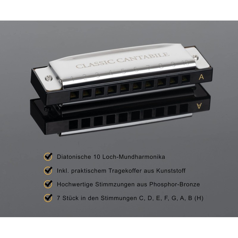 Classic Cantabile AHBS-7 Alabama Blues Harmonica 7 Harmonica Set -