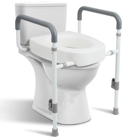 Toilet Seat Risers for Seniors - Raised Toilet Seat with Handles Over Toilet - Elevated Toilet Seat for Handicap & Elderly, Adds 3.5 Inches Height, Assists Standing & Sitting