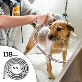 Shower Hose Extra Long Stainless Steel 118 Inches Handheld Shower Head Hose Replacement with Brass Insert and Nut Anti-Explosion Anti-Kink Leakproof Chrome