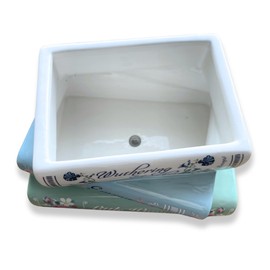 Steel Mill & Co Small Book-Shaped Decorative Ceramic Planter for Home Decor, Bookshelf, Classic Titles Bookstack, 5" x 7" x 3.75"