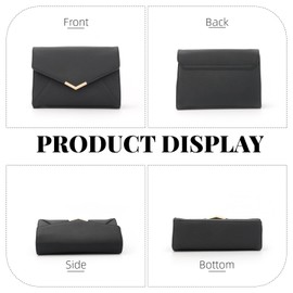 Jywmsc Women's Envelope Clutch Handbag Faux Leather Evening Bags Handbags for Wedding Party Cocktail Prom Crossbody Shoulder Bag, black