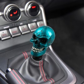 Bashineng Skull Shifter Knob Gear Shift Stick Handle Transmissions Shifting Lever Fit Most Manual Automatic Car Truck SUV (Metal Blue)