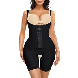 YERKOAD Shaper Bodysuit for Women, High Waist Double Tummy Control Shapewear Butt Lifter Fajas Waist Trainer Shorts(Small, Black)