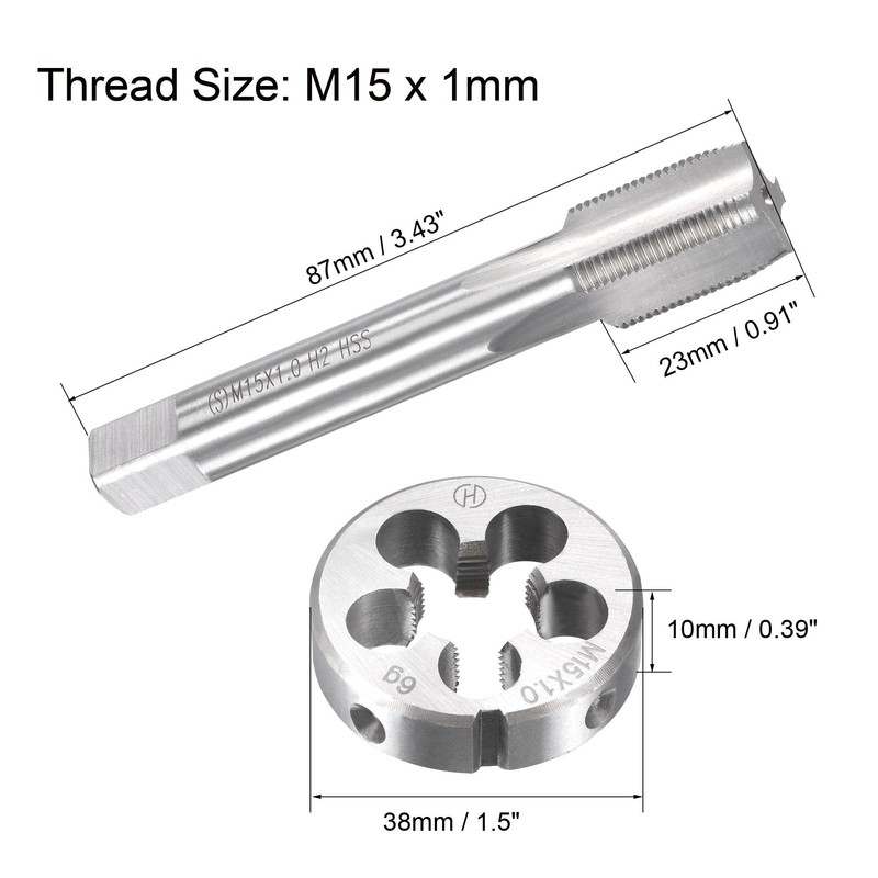 sourcing map M15 x 1mm Metric Tap and Die Set