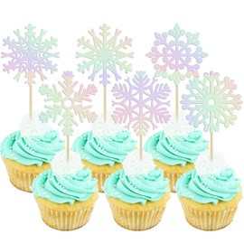24 piezas de adornos de copos de nieve para magdalenas, copos de nieve, copos de nieve, copos de nieve, decoraciones para tartas de invierno, para baby shower, niños, cumpleaños, Navidad, fiesta, decoración de pasteles