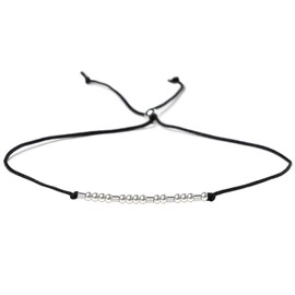 SANNYRA Adjustable Be Brave Morse Code Bracelet, Secret Message Friendship Trendy Jewelry for Women, 14k Gold Plated Beads on Silk Cord Friendship Gift for Her