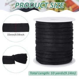 BENECREAT 10 Yard/9.14m Black Piping Cord Trim, 15mm Polyester Bias Tape Piping, Upholstery Piping Trim for Sewing Lip Cord Trim