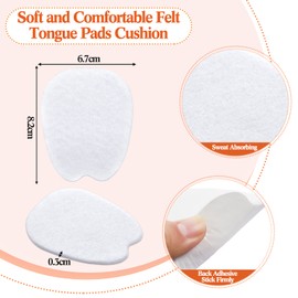 Zhanmai 9 Pairs Felt Tongue Pads for Shoes, Soft Self-Adhesive Shoe Tongue Pads for Men and Women, Non Slip Cushion Inserts to Fills Instep Space, Large(White)