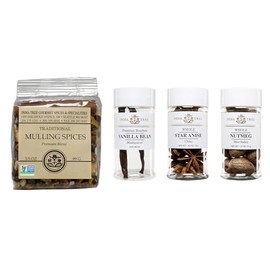 India Tree Winter Holiday Spice Gift Pack - Mulling Spices, Bourbon Vanilla Bean, Star Anise, and Nutmeg - 6.5 Ounces Total