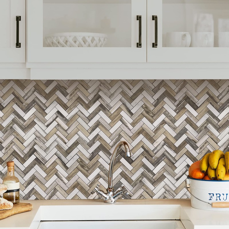 STICKGOO Herringbone Peel and Stick Backsplash, 10 Sheets PVC Kitchen