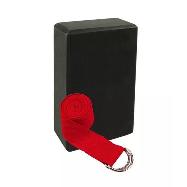 Venbytech for Black Yoga Block with Red Yoga Strap for