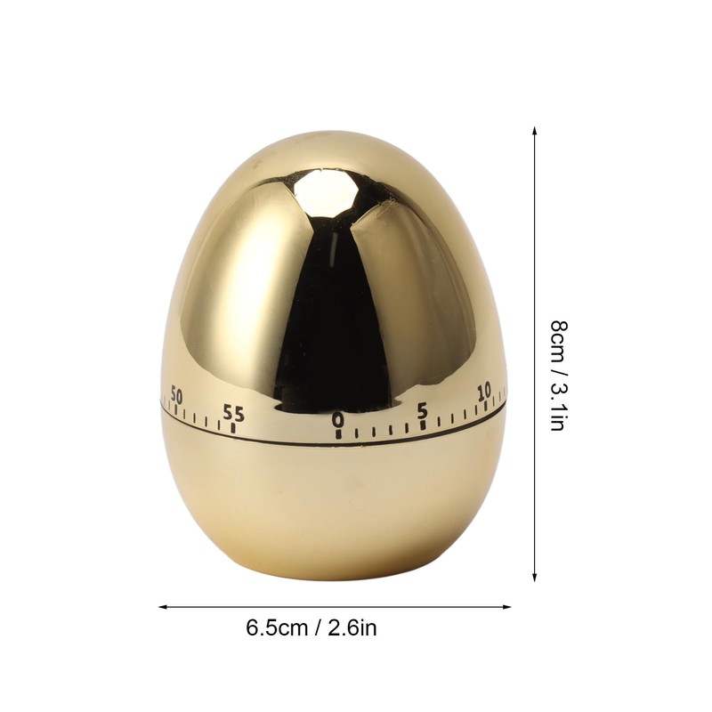 Manual Timer, ABS Egg Model Mechanical Timer for Kitchen (Gold)