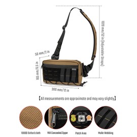 TACTICAL_GEEK Cache L3 EDC Lightweight Sling Bag Chest Crossbody Bag for Men Women Compact Bum Bag Adjustable Shoulder Bag Shoulder Bag Chest Bag for Travel School Hiking, 1000d coyote tan, Utility