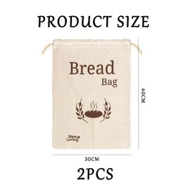 2 Piece Bread Bags, Drawstring Bags, Food Storage Bags, Portable Storage Bags, Kitchen Storage Bags