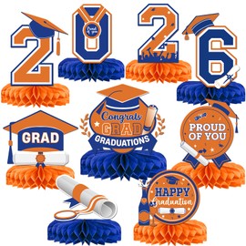 Blue and Orange Graduation Decorations 2026 Orange and Blue Graduation Centerpieces for Tables 2026 Graduation Table Decorations 2026 Class of 2026 Decorations