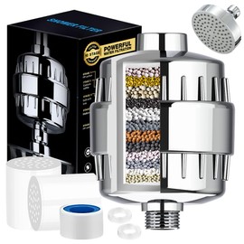 20 Stage Shower Head Filter is Designed for Hard Water with 2 Replaceable Cartridges and 1 High Output Shower,Effectively Removes Chlorine, Fluoride,Promoting Healthier Skin and Hair