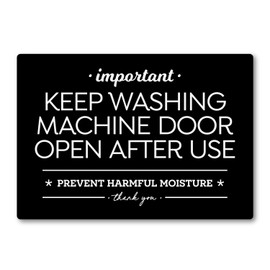 3.5x5 Inch Designer Magnet, Leave Washing Machine Door Open After Use ~ Designer Graphics (Black)