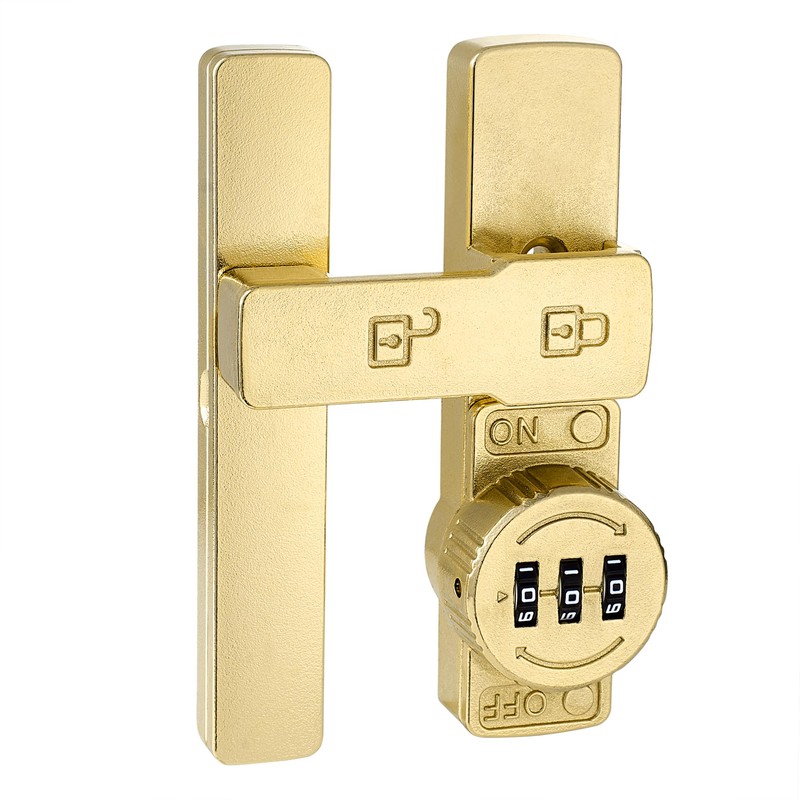 INIRET Gold 180 Degree Barn Door Lock,Mechanical Password Lock,Flip Latch