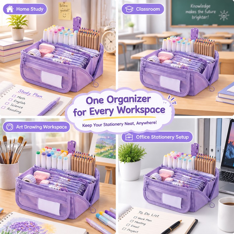 Large Capacity Pencil Case for Students – Multi-Compartment Stationery Organizer