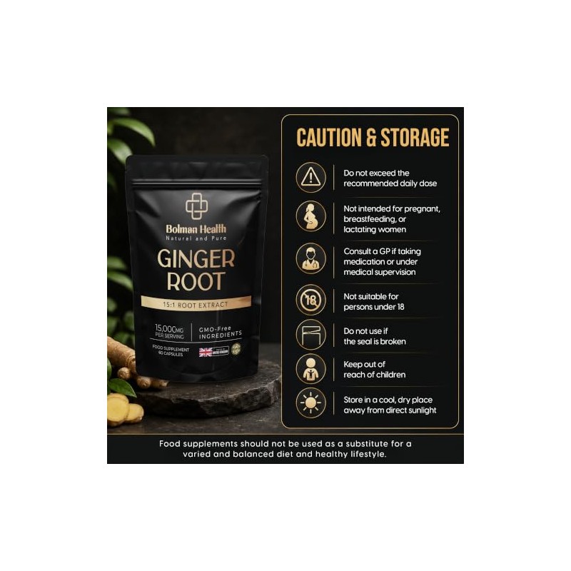 Ginger Root Extract 15:1 Capsules | 1000mg Extract | Equivalent