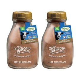 Sillycow Farms Hot Chocolate Sea Salt & Caramel Mix | Rich Hot Cocoa Delight | Gluten-Free, Non-GMO, Dairy-Free | Indulgence with Pure Sweet Caramel Flavor | 16.9 Oz Reusable Glass Bottle - Pack of 2