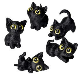 BOFYTR Black Cat Ornament, Articulated Cat Figures Set of 5