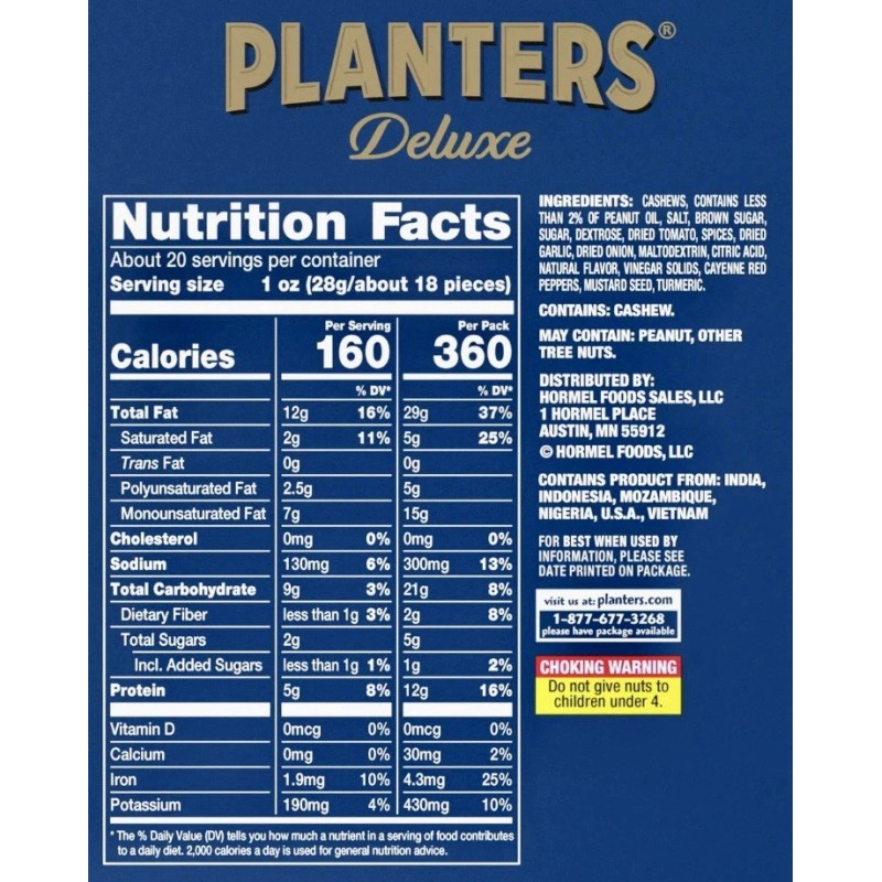 PLANTERS Deluxe~Sweet Cayenne BBQ Cashews~Box of 10-2.25oz Pks~Exp. 8/11/25~New