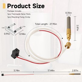 AIYOYOLIFE Natural LP Thermopile Senor Over 750mV Compatible with Rheem Ruud Richmond Equivalent Water Heaters Pilot Burner Kit Replace#: SP20824 SP20754 SP21058 SP20800 SP21096 SP20739