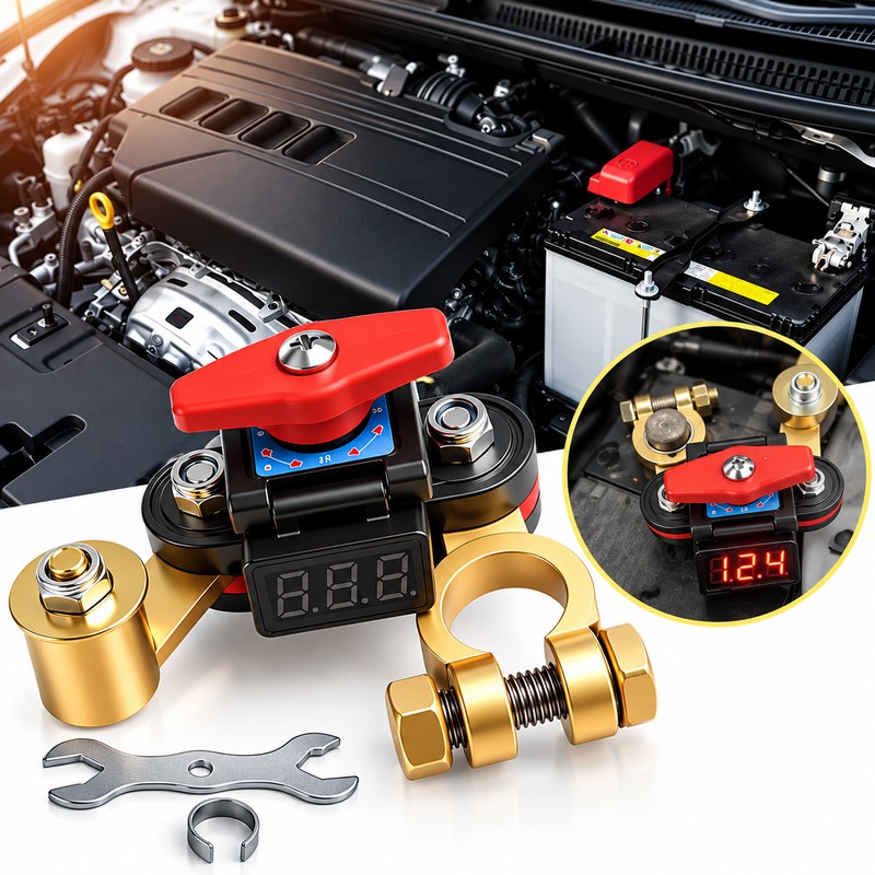 Car Battery Disconnect Switch for Vehicle Storage – Rotating Battery