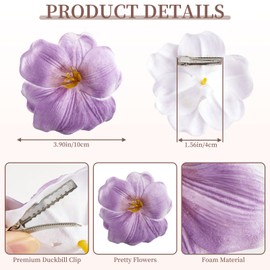 QIUTIMIY 4 Pack Women Flower Hair Clips Artificial Hawaiian Tulip Flowers Spring Summer Hair Pins Floral Hair Accessories