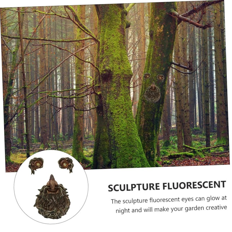 BESPORTBLE 1Pc Tree Face Decor with Glowing Eyes Resin Old