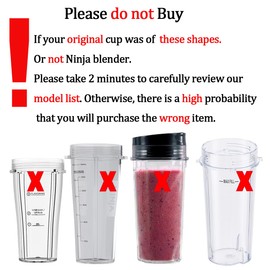 Replacement 24oz Blender Cup with Sip & Seal Lid For Nutri Ninja BL450 BL456 BL480 BL482 BL640 BL642 BL682 BN401 BN751 BN801 Foodi SS101 SS151 SS351 SS401 Ninja Blender Auto IQ Blade, 2-Pack …