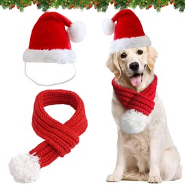 Shengruili Christmas Hat for Dogs, Cats and Dogs Christmas Costume, Christmas Hat and Scarf for Dogs, Cats, Pet Christmas Hat, Christmas Dog Scarf, Pet Christmas Outfit Gift