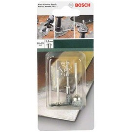 Bosch 2609256554 Assortment of 3 Mini-Brushes including Circular Brush/Paintbrush / Cylindrical Brush/Disc Brush with 6 mm Handle