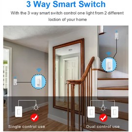 Nexete Smart Wi-Fi Dimmer Switch, Dim Lighting from Anywhere, in-Wall, 3-Way/Single Pole No Hub Required, Compatible with Alexa and Google Assistant, ETL Certified (3-Way Dimmer 1-Pack)