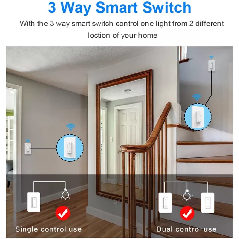 Nexete Smart Wi-Fi Dimmer Switch, Dim Lighting from Anywhere, in-Wall,
