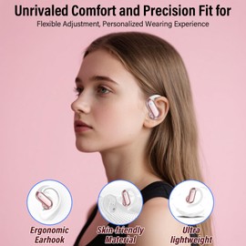 DUSONLAP Open-Ear Headphones Comfort Earphones Rose Gold