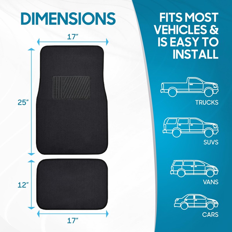BDK MT-100-BK Classic Carpet Floor Mats for Car & Auto