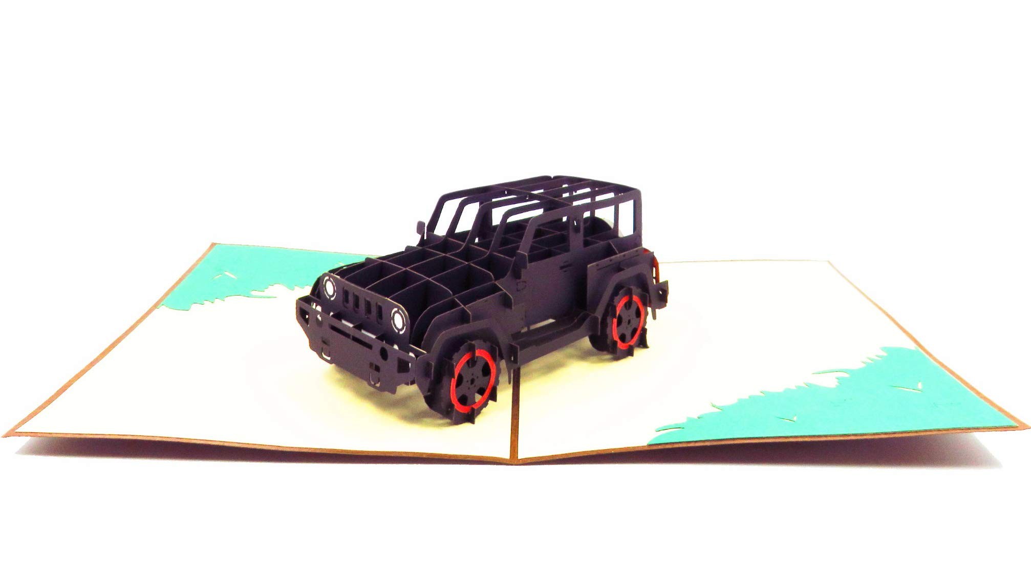 Happy Birthday Jeep Pop-Up Greeting Card Original Second