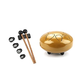 Hsyok Steel Rain Drum for Outside/Garden, 6 Inches 8 Notes Steel Tongue Drum for Kid or Adults, Meditation Drum Musical Instrument Hand Pan Drums with Soft Bag, Music Book, 2 Mallets,Gold