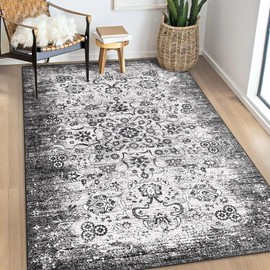 Castage Black Rug 3x5,Washable Area Rugs for Bedroom Living Room Kitchen Entryway,Small Boho Vintage Bohemian Farmhouse Distressed Oriental Non Slip Carpet