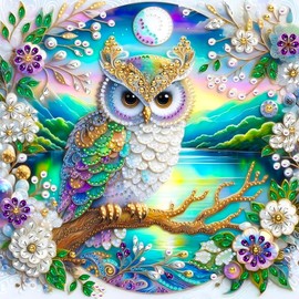 MXJSUA Owl 5D Special Shape Diamond Painting Kits for Adults and Beginners, Crystal Rhinestone Special Shaped Diamond Art Painting Kits for Home Wall Decor Gift 30x30cm