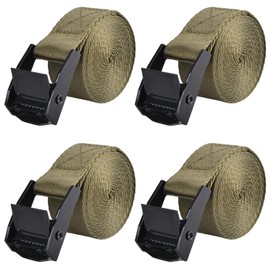 TRIWONDER Cinch Tie Down Strap Lashing Straps Heavy Duty Nylon Straps with Cam Buckles for Cargo, Trucks, Boat, Motorcycle,SUP, Kayak, Canoe, Trailer (5m, Green - 4 Pack)