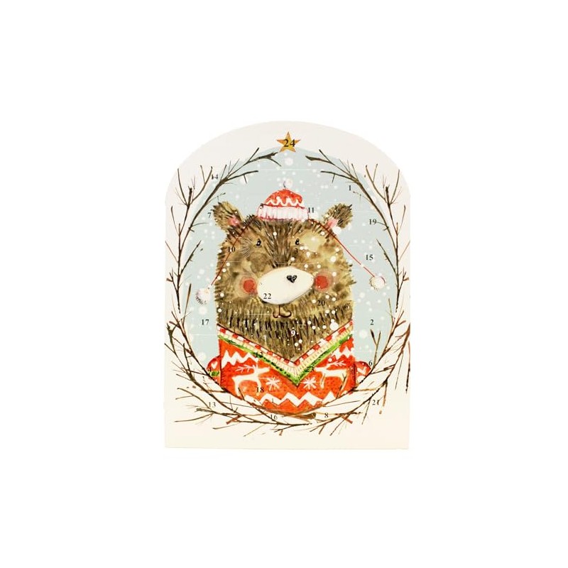 Traditional Christmas Advent Calendar with 24 Windows - Festive Bear