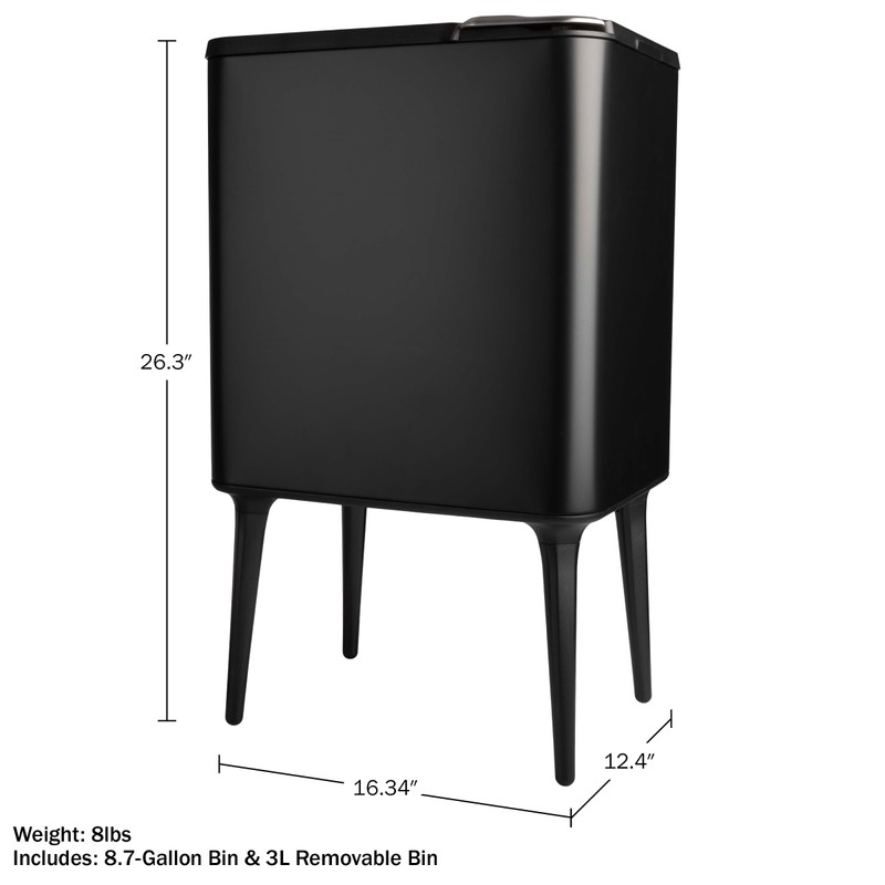 Home-Complete Trash Can - 8.7-Gallon Trash Can with Lid, Removable