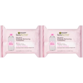 Garnier Micellar Facial Cleanser & Makeup Remover Wipes, Gentle for All Skin Types (25 Wipes), 2 Count (Packaging May Vary)